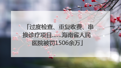 过度检查、重复收费、串换诊疗项目……海南省人民医院被罚1506余万